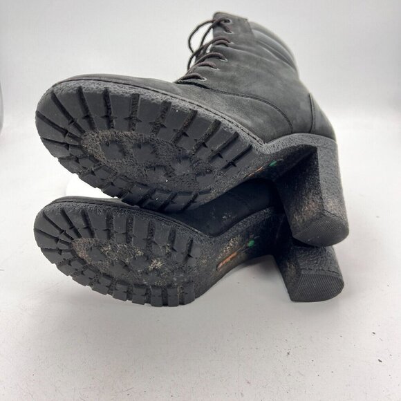 Timberland Tillston Women size 9.5 A1H1l Black Suede Lace Up High Heel Boot - Picture 8 of 12